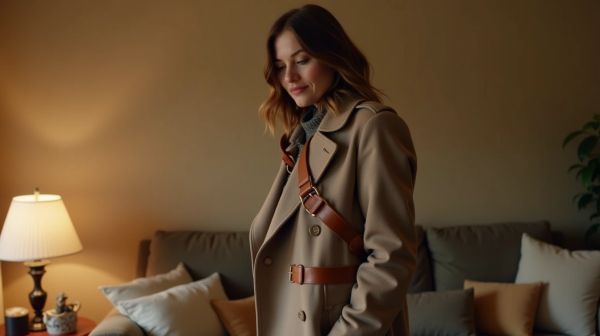 Un manteau design avec harnais intégré pour allier confort et élégance